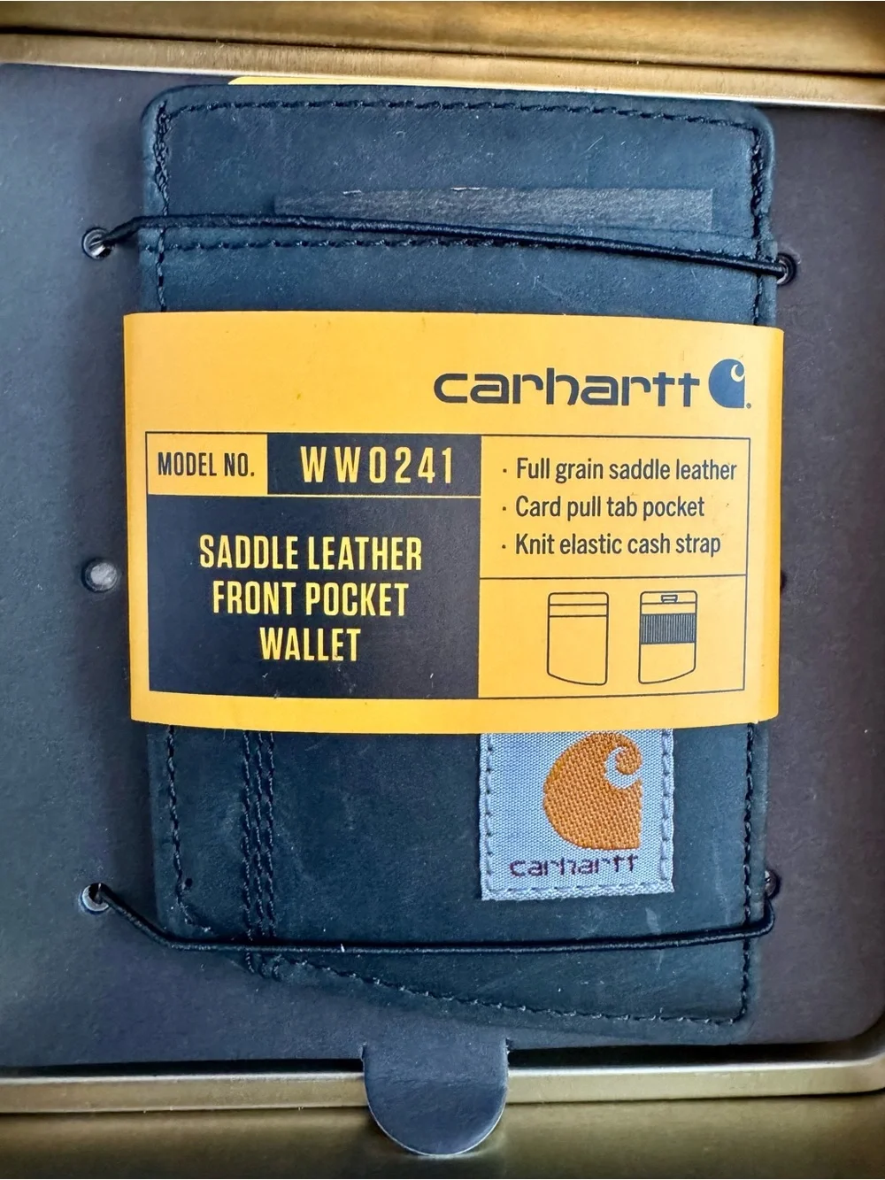 Carhartt Saddle Leather Front Pocket Wallet. Black. NWT